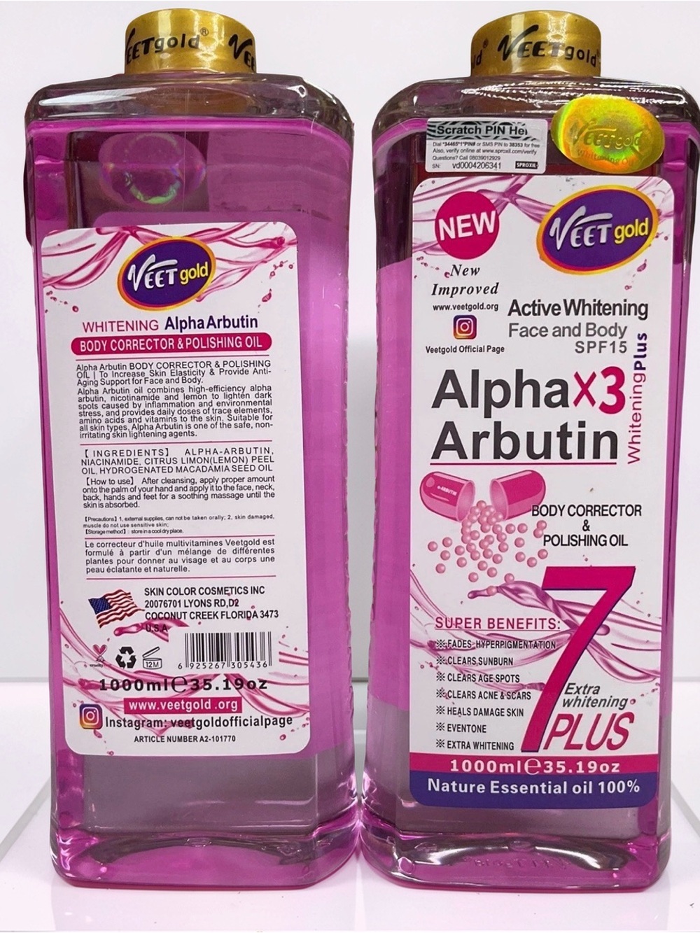 Veet Gold Alpha Arbutin Face & Body Corrector Oil 500ml Glowing Skin⁠